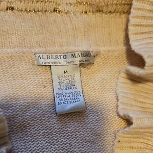 Alberto Makali Metallic Cream Turtleneck Sweater